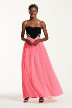 Strapless Sequin Side Cutout Ball Gown Style 55006
