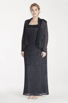 Long Sleeve Jacket with Metallic Crinkle Dress Style 7125W