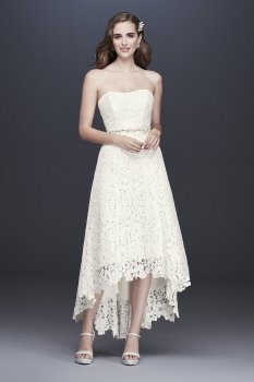 High-Low Tea-Length Corded Lace Wedding Dress Galina WG3925