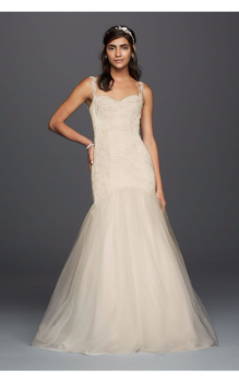 Flattering Long Tulle Trumpet Wedding Dress with Illusion Back WG3792