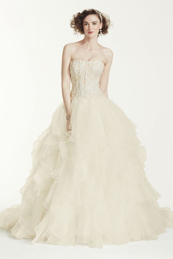 Extra Length Organza Ruffle Skirt Wedding Dress Style 4XLCWG568