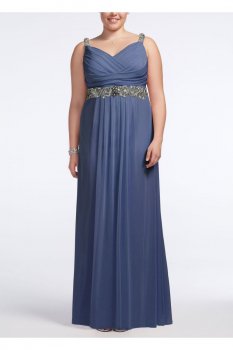 Jersey Dress with Embellished Waist and Straps Style 749418D