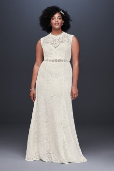 New Sheath Plus Size Allover Lace Bridal Dress 9WG3910
