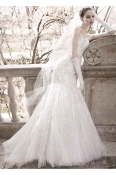 Petite Layered Lace Mermaid Wedding Dress Style 7CWG482