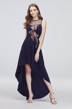 High-Low A-Line Dress with Embroidered Appliques X36151DNE