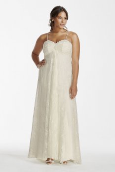9OP1248 Style Hot Sale Spaghetti Strap Lace Plus Size Wedding Dress