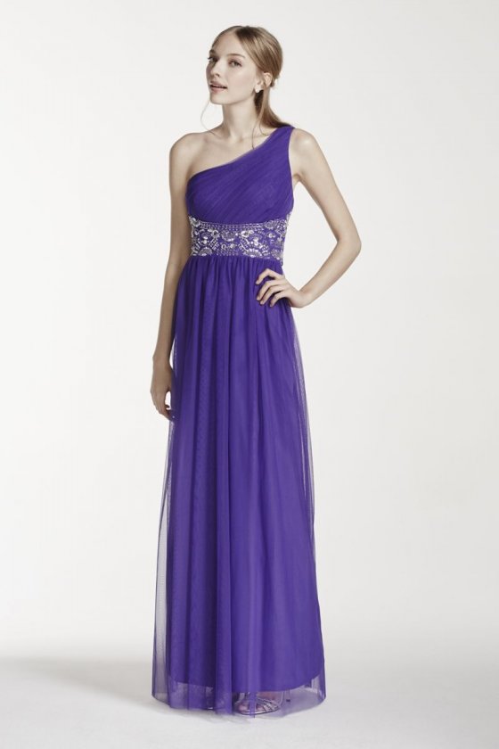 One Shoulder Embellished Waist Dress Style 55236