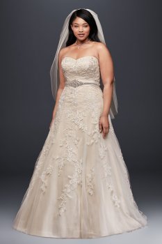 Sweetheart Tulle A Line Gown with Lace Appliques Style 9V3587