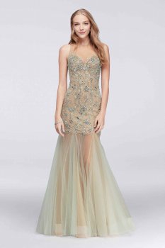 Sparkling New Illusion Sweetheart Neck Long Tulle 1712P2451 Prom Dress with Beads Embellishement