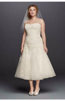 Lace Embroidered Plus Size Tea Length A-line Sweetheart Neckline Wedding Dress 4XL8CWG743