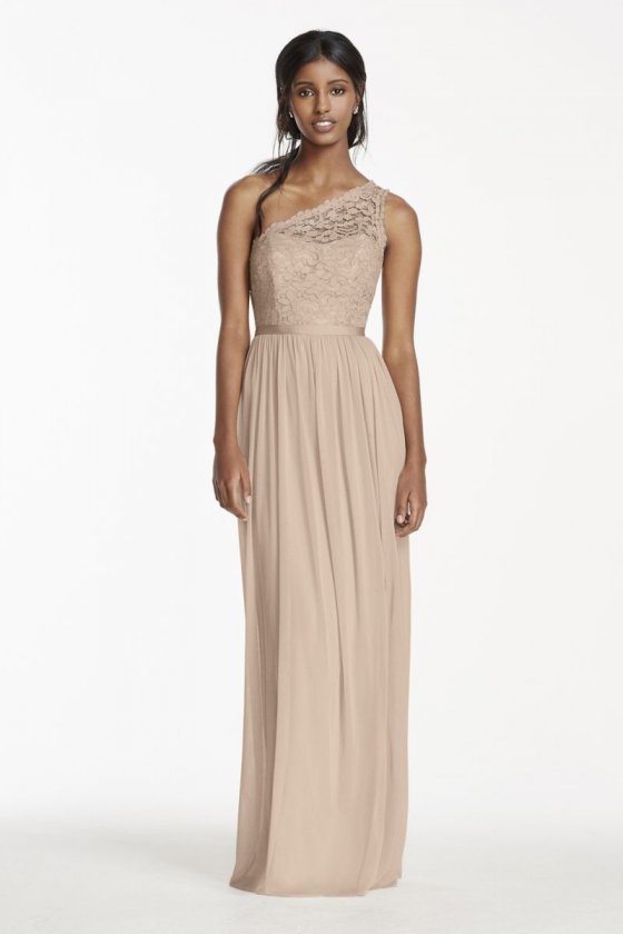 Long One Shoulder Lace Bridesmaid Dress Style F17063