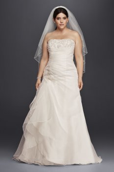 9WG3807 Plus Size A-line Organza and Lace Wedding Dress