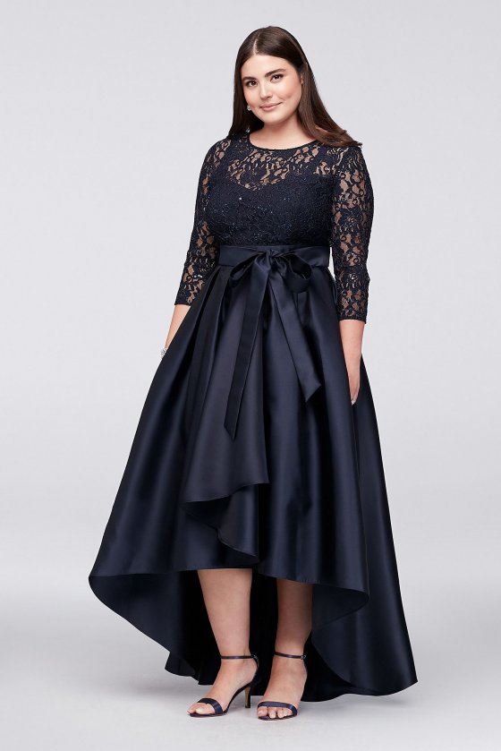 Plus Size 3/4 Sleeves High Low 3651DW Style Ball Gown