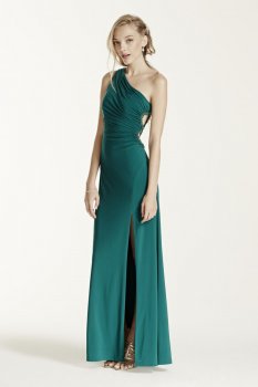 One Shoulder Jersey Dress with Circle Cutout Style 211S50210