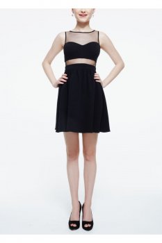 Sleeveless Illusion Neckline and Waist Dress Style 201C42990