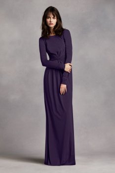 Long Sleeve Jersey Dress with V Back Style VW360202