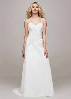 Beaded Cap Sleeve V3688 Style A-Line Wedding Dress