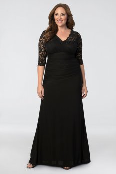 Plus Size 13140903 Style Long Fitted Lace Evening Gown