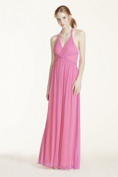 Two Tone Plunge Neckline Braided Detail Dress Style 211S65220