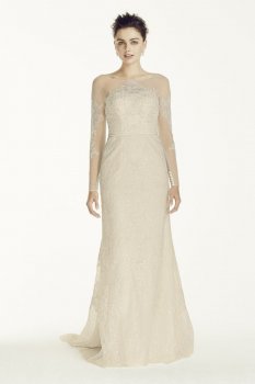 Extra LengthIllusion Sleeved Lace Wedding Dress Style 4XLCWG718