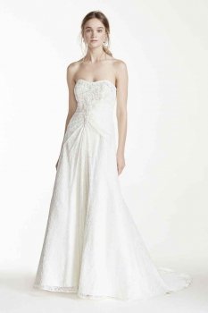 Petite Strapless Gown with All Over Lace Style 7OP1240