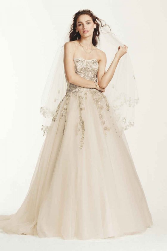 Strapless Tulle Ball Gown with Venise Lace Detail Style MK3724