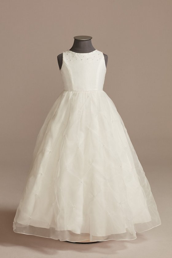 Puckered Flower Girl Dress with Hand-Placed Pearls DB Studio WG1426