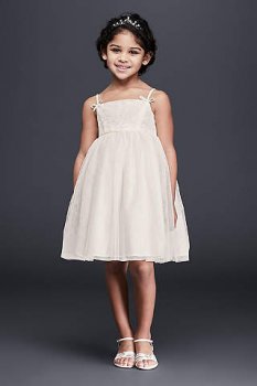 Lace and Tulle Flower Girl Dress with Bows OP233