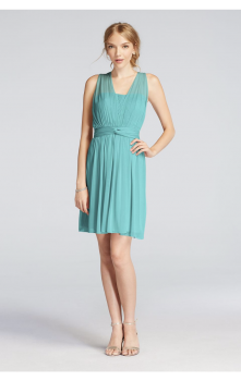 Pretty Bridesmaid Short Mesh Convertible Dress with Pleated Detail in Extra Length 2XLF18092