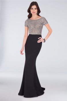 New Coming TERANI COUTURE 1622E1554 Style Long Beaded Bodice Stretch Crepe Mermaid Gown