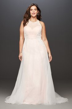 Plus Size Lace and Tulle A-line Bridal Dress Style 9WG3963