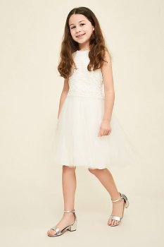 Sequin and Tulle Fit-and-Flare Flower Girl Dress KAVT16301MX