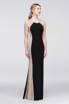 Shinning Long Beaded Illusion Jersey Gown Style XS9241