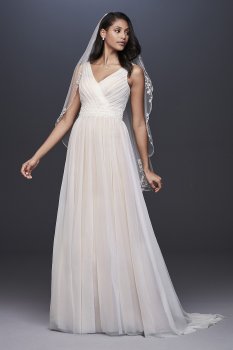 Pleated Tulle Tank Wedding Dress with Lace Waist OP1347