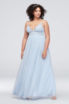 Beaded Bodice Plus Size Dress with Flowy Skirt W36832TS6