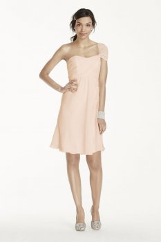 Short One Shoulder Crinkle Chiffon Dress Style F15917