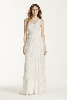 Lace Tiered Sheath Wedding Dress Style MS251127