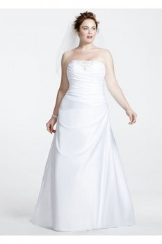Satin Side-Draped A-Line Gown with Beaded Inset Style 9WG3153