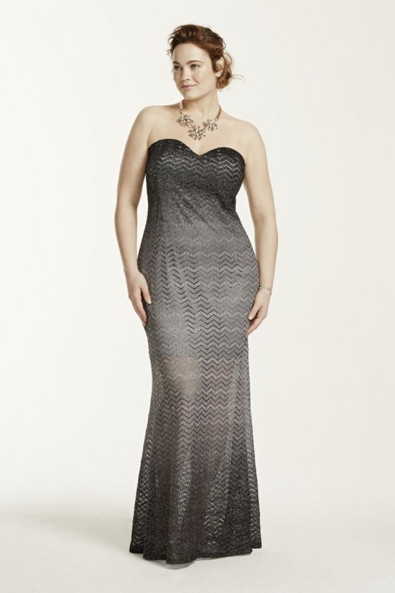 Strapless Chevron Ombre Glitter Dress Style 46951BW