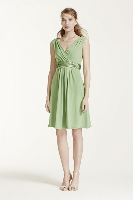 Sleeveless Jersey Dress with Charmeuse Waist Band Style E44239