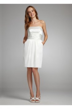 Short Charmeuse Dress with Ruched Waist & Pockets Style INT83707