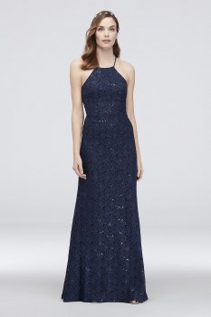 Sequin Lace Sheath Dress with Corset Back DS270018