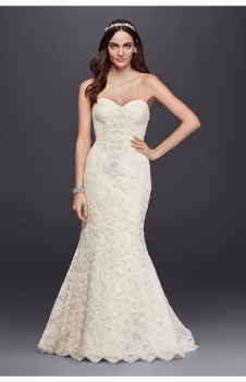 Beaded Lace Trumpet Wedding Dress Style CRL277