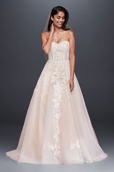 New Style Strapless Sweetheart Neckline Lace Embroidered Long Bridal Tulle Ball Gown Style WG3861