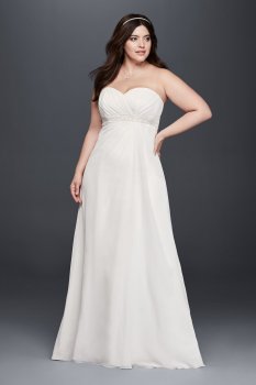 Simple Style 9OP1301 Strapless Plus Size A-line Bridal Dress with Beaded Waist