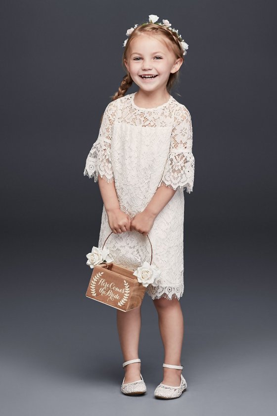 Ball G New Arirval Short Lace Flower Girl Dress with Illusion Sleeves OP239