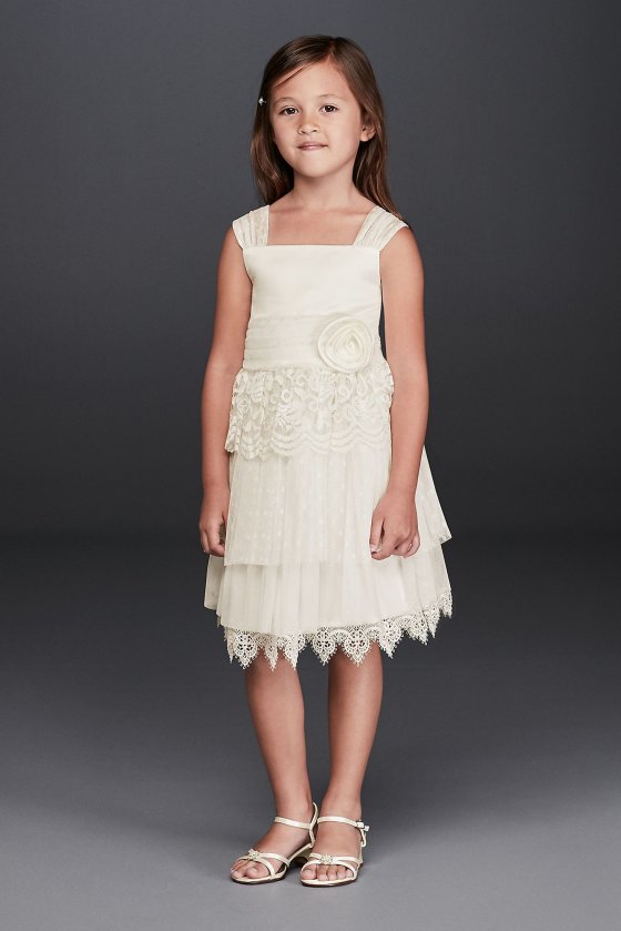 Lace Flower Girl Dress with Rosette Detail