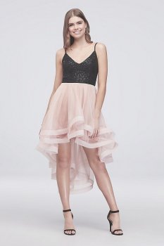 Sequin and Tulle Short Dress with Horsehair Trim X37851H583