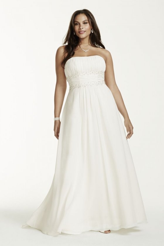 Chiffon A-line with Beaded Lace on Empire Style 9NTV9743