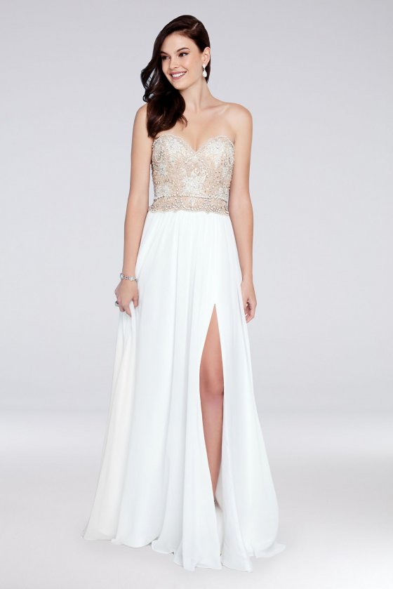 Strapless A-Line Chiffon Dress with Beaded Bodice 1811P5214